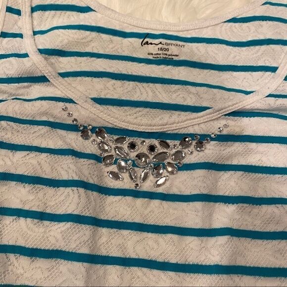 Lane Bryant Stripe Lacey Tank Top Size 18/20 - Picture 3 of 4